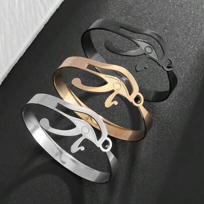 1 chiếc vòng tay nam bằng thép không gỉ hình mắt Horus, có thể điều chỉnh kích thước, thích hợp để đeo hàng ngày và làm quà tặng.