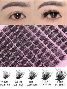 168片假睫毛簇 - 低过敏性，0.07毫米D型卷翘，9-16毫米混合自然妆效，3D浓密单根嫁接 - 查看 4