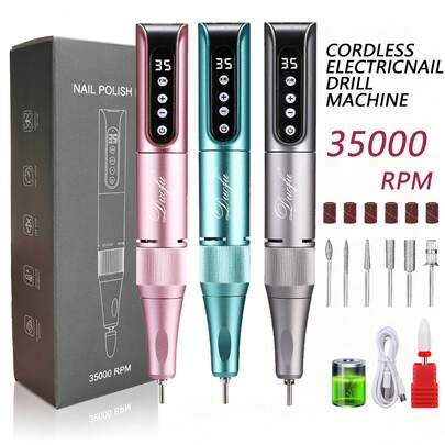 duofu Professional Electric Nail Grinder, Nail File Grinding Machine, Manicure & Pedicure Set, Suitable For Home And Salon, Nail Polishing Block, Manicure & Pedicure Polishing Tools