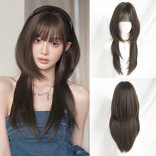 NAMM Brown Princess Cut &Jellyfish Wig For Women 22 Inch Highlight Layered Wig With Bangs High Quality Synthetic Fiber Hair For Daily Wear ,Girls Cosplay Wear - Theme Parties Use (Social Media Photo Sharing ) - Brown - View 12