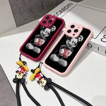 Disney Mickey Mouse Phone Case, Pixel Art Stylized Mickey Character Pattern Protective Soft Cover With Exclusive Mickey Cartoon Pendant Braided Lanyard, All-Inclusive Anti-Drop Shell For IPhone 17, 16, 15, 14, 13, 12, And 11 Pro,Galaxy S22 ,S23,S24,S25 Models. Made Of Durable TPU With Shockproof Protection. A Fun Gift For Family, Friends, Birthdays, Holidays, And Special Occasions. - màu đen - Xem 5