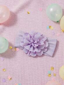 3 piezas Diademas florales extragrandes de pequeña princesa, elásticas suaves acanaladas sin marcas, regalos de registro para fiestas de primavera - Multicolor - Ver 4
