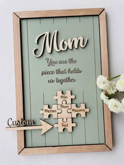1 tấm bảng ghép hình dành cho mẹ, quà tặng Ngày của Mẹ từ con cái và chồng, bảng gỗ khắc tùy chỉnh, biểu tượng gắn kết chúng ta, quà tặng bà, quà tặng cá nhân hóa độc đáo.