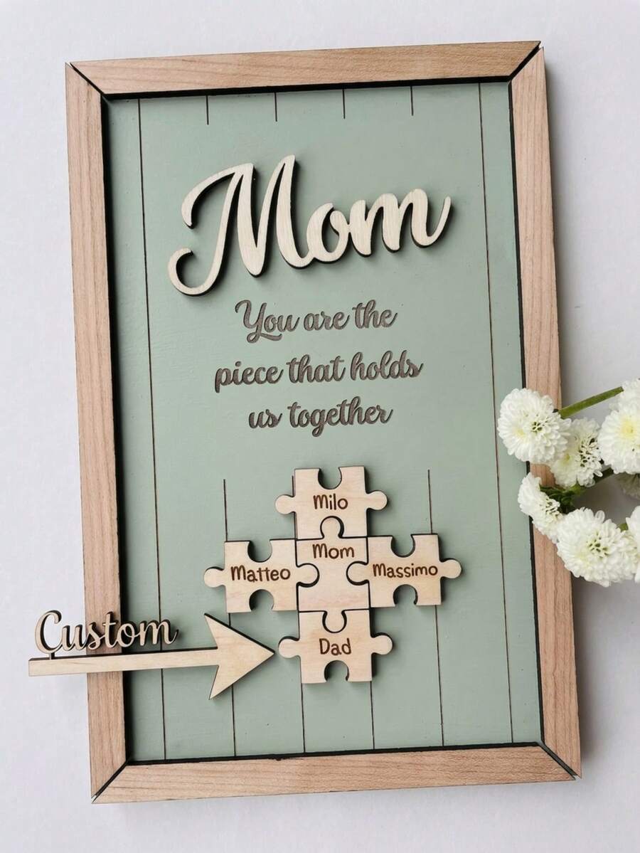 1 tấm bảng ghép hình dành cho mẹ, quà tặng Ngày của Mẹ từ con cái và chồng, bảng gỗ khắc tùy chỉnh, biểu tượng gắn kết chúng ta, quà tặng bà, quà tặng cá nhân hóa độc đáo. - Nhiều màu - Xem 1
