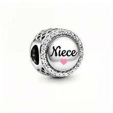 1 hạt charm hình trái tim gia đình - Mẹ, con gái, dì, cháu gái, mạ bạc, dùng để tự làm vòng tay và trang sức. - Nhiều màu - Xem 8