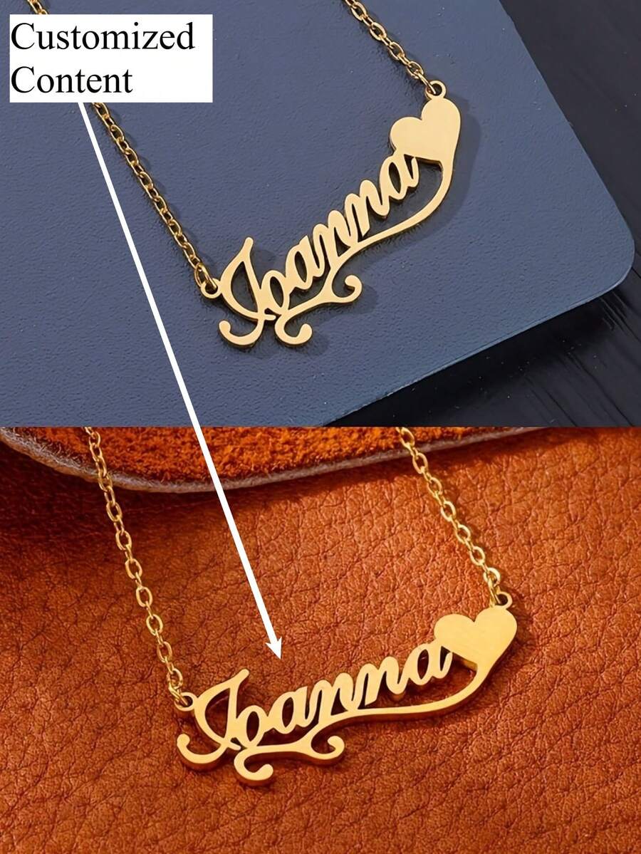Custom Name Necklace - Bohemian Style Minimalist Personalized Jewelry, Accessory, Heart Pendant, Premium Craftsmanship - Multicolor - View 1