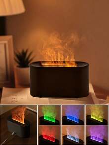 1pc USB Simulated Flame Humidifier Aroma Diffuser, Bedside Night Light With Sleeping Flame, Colorful Flame Essential Oil Diffuser, Suitable For Office And Home Use - Multicolor - View 1