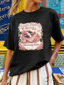 Dam-T-shirts - Svart - Visa 1