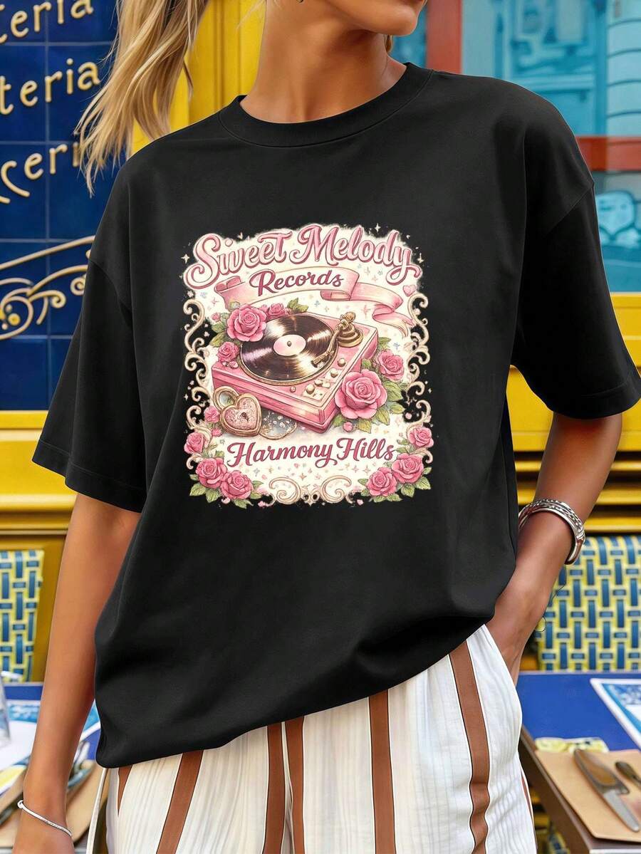 Dam-T-shirts - Svart - Visa 1