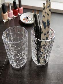 1个透明菱形美甲笔收纳盒，适用于收纳美甲笔、口红、化妆刷、眼影刷等家居小物件。 - 彩色 - 查看 2