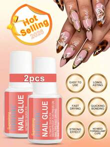 LIMEGIRL Pegamento de uñas súper fuerte, Set de 3 piezas de 8ml/botella, Adhesivo para uñas de secado rápido, Adhesivo impermeable y de larga duración adecuado para uñas postizas - Juego de 3 pegamentos para uñas - Ver 4