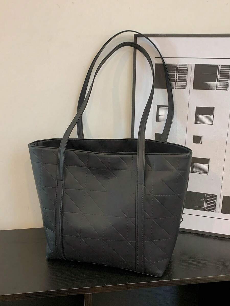 Bolso de mano de gran capacidad para mujer, nueva llegada de bolso de hombro versátil y de moda para ir al trabajo - Negro - Ver 1
