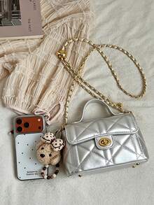 2025 New Fashion Chain Strap Shoulder Crossbody Bag, Versatile Mini Square Bag For Women - Silver - View 8