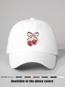 1pc Printed Cherry Baseball Cap, Adjustable Outdoor Sun Protection Casual Hat Suitable For Spring, Autumn Travel, Beach, Y2K Style For Young People - Baseball Cap - View 30