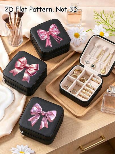 1 صندوق مجوهرات محمول صغير، صندوق تخزين مجوهرات أسود، مطبوع بنمط فراشة وردية رقيقة الأبعاد، صندوق تغليف هدايا المجوهرات، صندوق قلادة وأقراط، صندوق تخزين مجوهرات صغير عالي السعة للخواتم والأقراط، صندوق محمول صغير للسفر، مناسب للفتيات والأحباء والأخوات كهدية راقية، للعطلات والسفر وصندوق خاتم الخطوبة، للعودة إلى المدرسة والرحلات العمل واليومية وعيد الأم وموسم الزفاف وذكرى الزواج وأعياد الميلاد