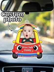 Pingente personalizado para carro com foto de bebê (1 unidade), decoração personalizada em acrílico para espelho retrovisor, presente de Dia dos Pais para pai, marido ou namorado, presente de para novos motoristas, acessório fofo de desenho animado para pendurar em carro ou . - Multicolorido - Ver 12