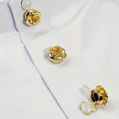 2pcs Minimalist Rose Shirt Decoration Button Cover, Available In Three Colors, Suitable For Men's And Women's Shirt Decoration. Exquisite Flower Cufflinks, No Need For Sewing, Can Be Worn In 3 Seconds, Suitable For Daily Business, Holiday Parties, Weddings, And Holiday Birthday Gifts