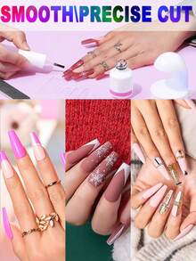 6pcs Pink Transparent Nail Extension Clips With 1pc Acrylic Nail Clipper, Convenient For Quick Nail Art Design - Multicolor - View 11
