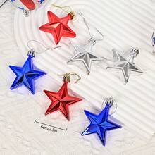 6pcs Patriotic Star Pendant, Red Blue Silver Pentagram Pendant, Independence Day Theme Decoration, American Style Party Decoration, Bright Star Pendant, Festival Atmosphere Decoration, DIY Tree Pendant, Party Supplies, Suitable For Home Wall, Window And Ceiling Decoration, Summer Celebration Event Decoration, Indoor And Outdoor Party Photography Props - Multicolor-a - View 13