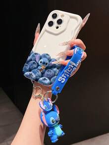 Disney Has Authorized, Phone Case - Chain Set, The Stitch Lilo & Stitch Phone Case Plus A Silicone 3D Or Fluffy Style Stitch Bracelet With Metallic Ring Removable Bracelet, Stitch And Angel Pattern, Compatible With Iphone 17/16/15/14/13/12/11/XS/XR/X Plus Pro Max, Wavy Design Phone Case For Girl, A Stylish Cartoon Summer Phone Case, The Perfect Gift Choice, Phone Protection, Durable Phone Cover, Great Gift For Friends And Family - 白色款式A - 查看 3