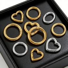 1 Móc khóa lò xo hình trái tim, tròn hoặc bầu dục, mạ vàng 18K bằng thép không gỉ, dùng để nối móc chìa khóa, dây chuyền, vòng tay, phụ kiện làm đồ trang sức DIY. - cái nút - Xem 8