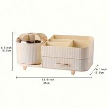 1个360°旋转化妆品收纳盒，大容量化妆品展示盒带抽屉，适用于护肤品、化妆刷、眼影、口红等。 - B - 查看 4