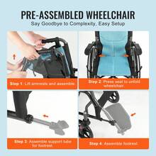 VEVOR Wheelchair, Durable Aluminum Alloy Ultra-Lightweight Wheelchairs, Portable Wheelchair With Flip-Back Desk-Length Arms, 3-Position Adjustable Footrests, 18-Inch Wide Seat, 250lbs Weight Capacity - 250lbs - View 6