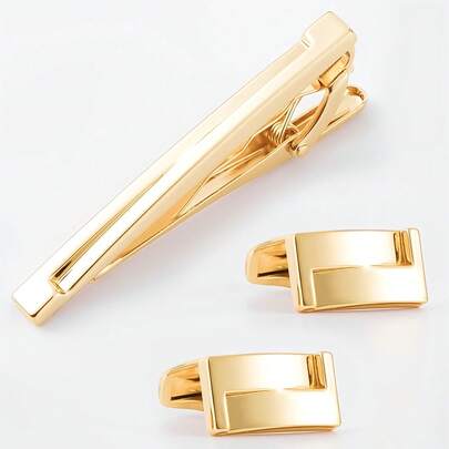 Elegant Glossy Tie Clip And Cufflink Set Men's Business Suit Shirt Cufflinks Tie Clip Set Father's Day Gift