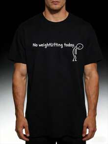 Hoy no hay levantamiento de pesas, divertida camiseta de entrenamiento con un simpático stickman para hombres y mujeres. - Negro - Ver 2