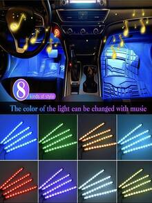 1pc Easy Installation High Brightness Car Neon Light Kit, Car LED Light Strip, Interior Decor Light, Christmas Decor, Neon Light Accessories, Atmosphere Light Strip, Footwell Neon Light Set - Multicolor - View 5