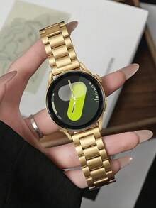 1件 20mm/22mm 通用不鏽鋼手錶錶帶，相容於 Galaxy Watch 7/6/5/4 40mm 44mm Pro 4 Classic Active 2、Watch GT 4 3 Pro GTR GTS、Honor 以及傳統機械石英手錶替換錶帶，男款，金色商務休閒日常穿搭，父親節男友生日週年紀念禮物 - 金色 - 查看 8