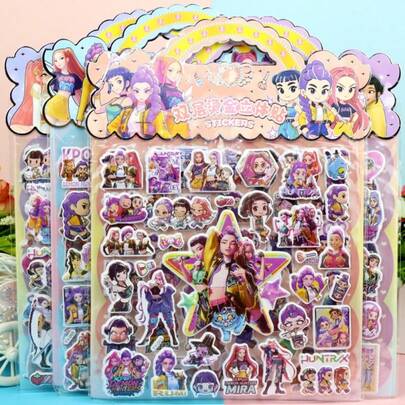 Hasbro 4 piezas Pegatinas 3D de Cazador de Brujas K-POP, material PVC con diseño 3D en relieve, pegatinas decorativas para fans adecuadas para scrapbooking, escenas de fiesta