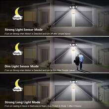 208LED Wall Light | Three-Head Outdoor Lighting | IP65 | Solar-Powered With Motion Sensor | Durable ABS And PC Materials | Ideal For Gardens, Courtyards, Garages | Halloween And Christmas Decorations - 208 LEDs - View 4