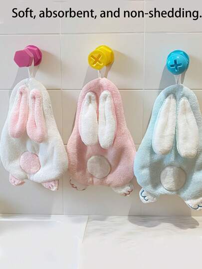 Bộ 2 khăn bông hình thỏ, họa tiết thỏ hoạt hình. Mềm mại, thấm hút tốt và không rụng lông, thích hợp cho phòng tắm và nhà bếp. Món quà lý tưởng cho các dịp lễ và kỷ niệm. Khăn tắm.
