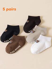 5 Paar 0-6 Monate Baby Antirutsch Socken, atmungsaktive süße Bären Kleinkind Socken, Neugeborenen Socken für Baby Mädchen und Jungen, geeignet für Frühling, Sommer und Herbst - Verschiedenfarbig - Übersicht 9