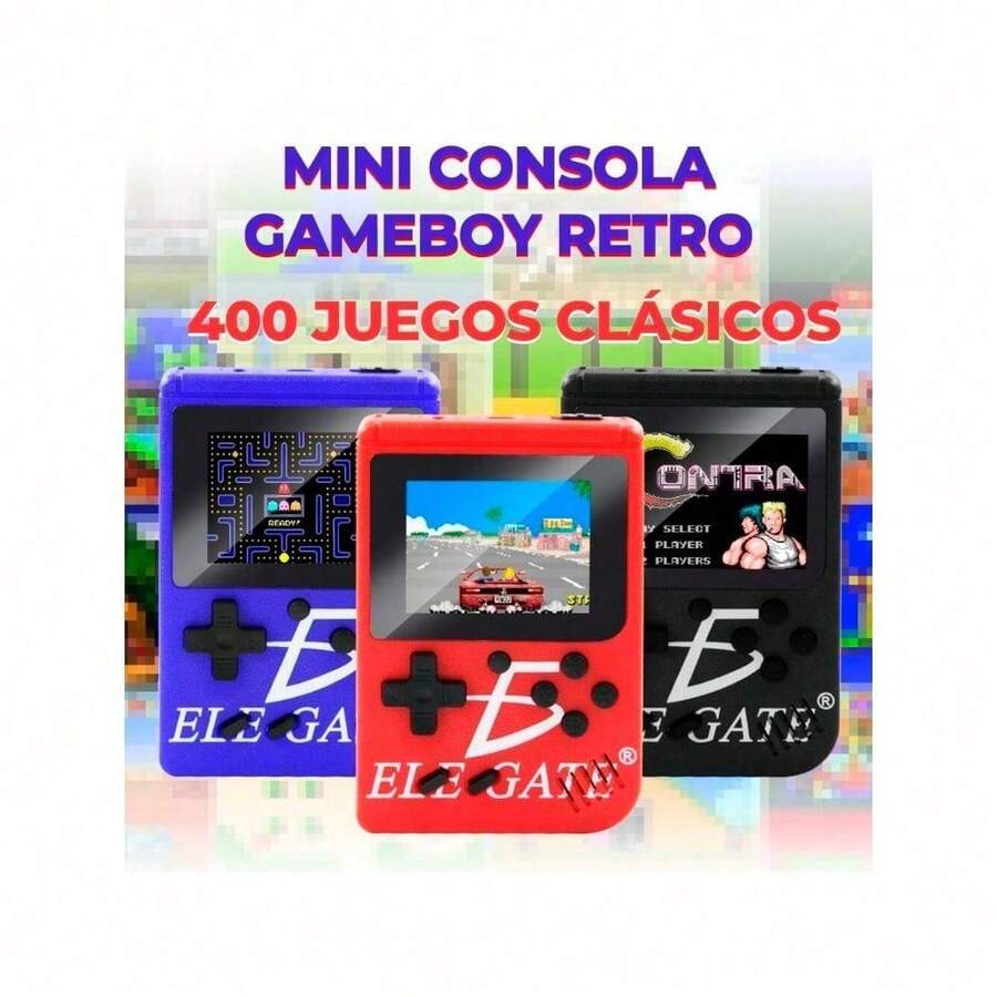 1 Piece Macaron Mini 400-In-1 Retro Classic Handheld Game Console With Large Screen, Box Console Retro Portable Video Game 400 Games - Black - View 1