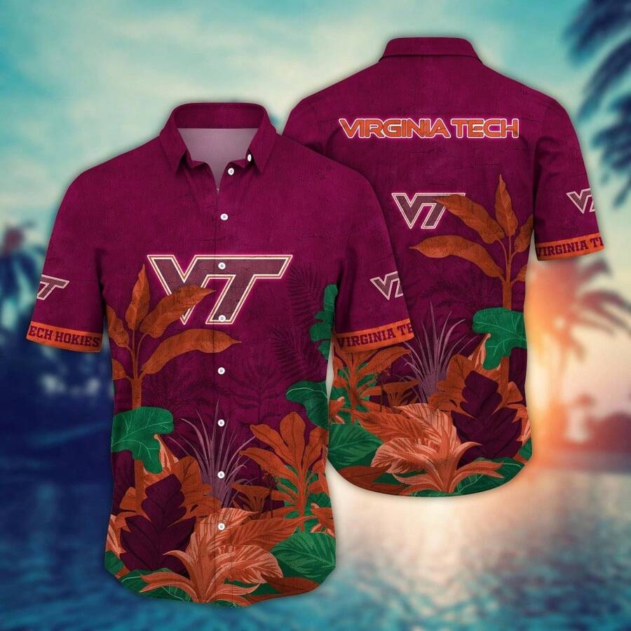 Virginia Tech Hokies Flower Hawaii Shirt For Fans Ver 26 - Multicolor - View 1