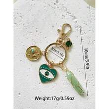 1pc Natural Stone Green Quartz Evil Eye Planet Moon Sun Turquoise Pendant Keychain Bag Charm Decor Light Versatile Minimalist Atmospheric Retro Small Gift For Daily Use Car Accessories School Cute Goth Y2k Bag Charms Lanyards With Id Holder Christm - 多色 3 - 查看 8
