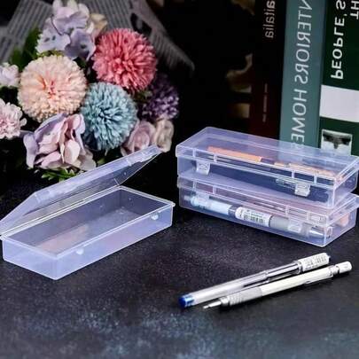 6pcs Rectangular Plastic Hinged Lid Storage Boxes - Transparent Organizer Boxes For Beads, Jewelry, Gaming Accessories, Arts & Crafts - Non-Waterproof, Flip-Top, Rectangular (6.1x2.36x1.18 Inches) - Home Kitchen Furniture Storage Containers