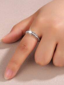 1pc Women's Ring, Luxury Versatile Fashion Micro-Inlaid Synthetic Zirconia Open Ring, Delicate Luxury Heart-Shaped Band - Open Ring - View 4