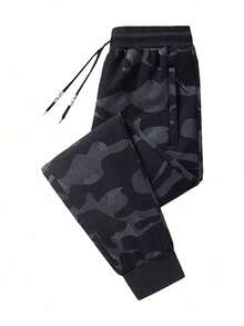 Quần dài nam nhẹ, họa tiết rằn ri, có dây rút, kiểu dáng thời trang cho hoạt động ngoài trời mùa hè. - màu đen - Xem 2