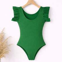 Brazilian Girl's Bodysuit, Fan Theme, Children's/Teenager's Size, Ruffled, World Cup Design, New Release, Suplex Fabric, No Closure, Comfort And Quality - 綠色 - 查看 3