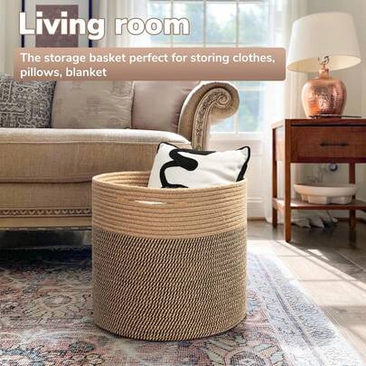1pc Storage Baskets, Bohemian Rope Baskets, Foldable Woven Household Baskets, Magazine Storage Baskets, Laundry Baskets, And Laundry Baskets.