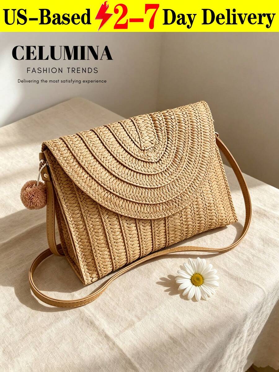Summer Beach Straw Clutch Bag,Ladies Casual Wicker Handbags,Vacation Casual Straw Clutch Crossbody Bag,Straw Beach Shoulder Crossbody Bag,Straw Woven Wallet, Minimalist Straw Bag,Envelope Woven Summer Small Clutch, Wicker Bag With Wrist Strap,Bohemian Summer Beach Straw Purse,Casual Portable Handmade Simple Elegant,Cute Crossbody Bag With Hairball Hanging, Eye-Catching Beach Bag Summer, Summer Straw Beach Bag For Women, Hottest Beach Bags For Women,Beach Essentials Women Bags For Vacation & Holiday,Summer Bag For Travel,Summer Essentials[US Local Warehouse]The Best Gift Choice, Birthday Gift - Nhiều màu - Xem 1