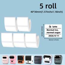 5 Rolls Multi-Size White Self-Adhesive Thermal Label Stickers, Compatible With P50/M110/M120/M200/M220/B3S/L7 Portable Label Printers, For Jar Food Storage, Price Tags, Gift Wrapping - View 10