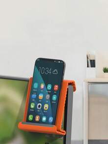Orange Soft Silicone Foldable Phone Stand, Foldable And Compact For Easy Storage, Built-In Metal Strip For Durability, Suitable For Phones, Tablets, Laptops, Applicable For Work, Study, Entertainment And More Scenarios - Multicolor - View 6