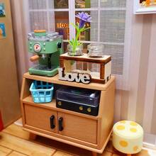 1:12 Scale Mini Cabinet - Small Open Shelving Unit, Miniature Living Room Furniture, 3D Model And Model Building - Brown - View 3