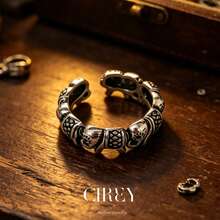 CIREY 1枚复古大象造型戒指，适合女性日常佩戴，百搭单枚戒指 - 復古銀色 - 查看 7