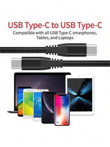 60W USB-C 转 USB-C 编织数据线 - 3.3 英尺/6 英尺/10 英尺通用数据同步线，兼容 15 Plus Pro Max、安卓设备、笔记本电脑 - C-To-C 60W [3 英尺 6 英尺 10 英尺] 新款 Type-C 转 Type-C 数据传输 USB 数据线，兼容 15 Plus Pro Max、安卓手机快速充电线，编织笔记本电脑 Type-C 转 Type-C 数据线 - 彩色 - 查看 2