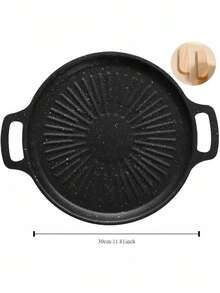 Round Nonstick Grill Pan With Wooden Handle, Grease Drainage Groove Design, Durable And Even Heating, Detachable Heat-Resistant Handle, Suitable For All Stoves, Great For Korean BBQ, Grilling, Pancakes, Home And Outdoor Cooking - Sunflower Baking Pan - View 4
